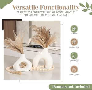 Florero de Cemento Nórdico Moderno, Recipiente Escultural de Porcelana Blanca para Decoración del Hogar, Plantas Artificiales - Product Image 4