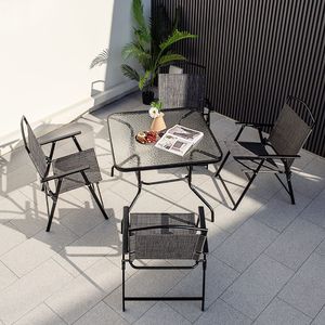 Set di 4 Sedie Pieghevoli da Esterno con Telaio in Metallo Resistente e Seduta Imbottita per Arredamento da Giardino - Product Image 2
