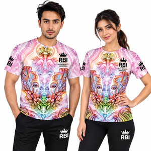 T-shirt col rond pour homme, 220 grammes, coupe ample, sportif, en jersey non tissé, teint en fil, imprimé numériquement, vierge, 100 % polyester, écologique - Product Image 5