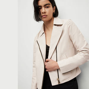 Blouson en cuir pour femme, modèle hiver 2026, motifs unis, coupe courte, style slim et tendance - Product Image 4