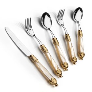 Ensemble de couverts de luxe en acier inoxydable argenté, finition miroir, avec poignées élégantes pour hôtel, restaurant, maison et mariage - Product Image 1