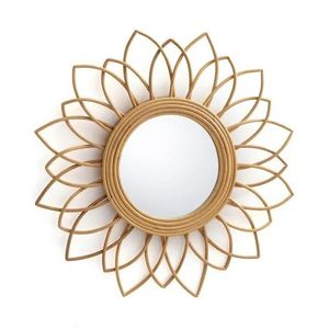 Cute Pointed Petal Style <b>Hanging</b> <b>Mirror</b> Rattan Kids Nursery Room Decor Natural Handmade Wicker Wall Art <b>Mirror</b> Rattan Decor - Product Image 2