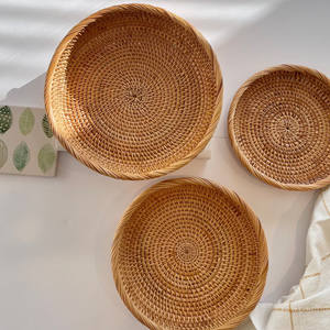 Ensemble de 3 plateaux à fruits en rotin, ronds, en rotin naturel tressé, prix de gros directement de l'usine. - Product Image 2