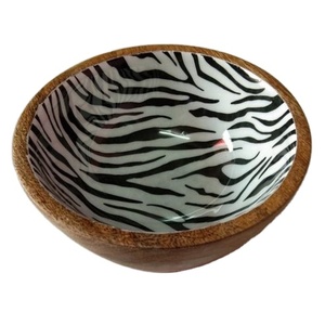 Minimalistic Decorative Enamel Handmade Design Mango Wood <b>Dinnerware</b> Salad Server Kitchen Food Serving Bowl - Product Image 1