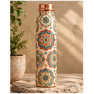 Botella de Agua de Cobre con Diseño Floral Moderno, Tapa de Cobre, Portátil, para Viajes - Product Image 4