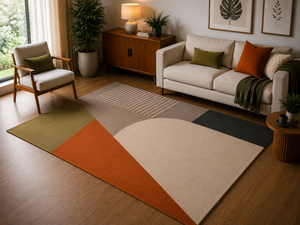 Tapis d'appoint en laine tufté à la main, abstrait et moderne, de luxe, géométrique, design, pour salon, chambre, hôtel - Product Image 2