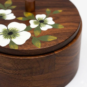 Boîte de service en bois avec motif floral peint à la main sur le couvercle, plat de service haut de gamme pour la cuisine et la décoration de table - Product Image 3
