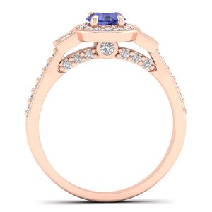 REYES – bagues de fiançailles élégantes en or massif 14 carats pour femmes, coupe ronde, pierre précieuse tanzanite de 0.5 carat, bijoux fins pour mariage - Product Image 4