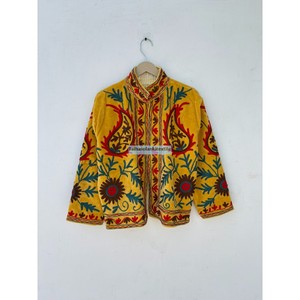 Veste à col mandarin pour femme brodée à la main, manches longues, motif floral, velours de coton, manteau de printemps - Product Image 5