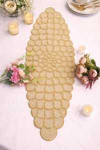 Handmade Beaded Table Runner, Gold Ivory Floral Inch Wedding Decor - Product Image 4