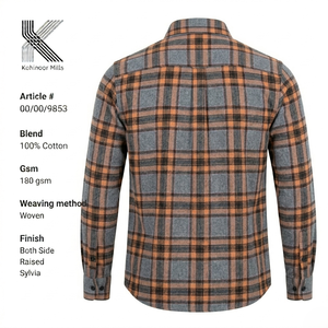 Men's 100% Cotton <b>Flannel</b> Plaid Long Sleeve Casual Shirt Full Sleeve Turn-down Collar Autumn Wear - Product Image 3