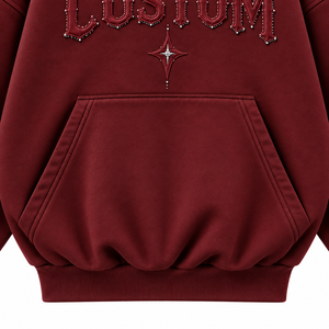 Sweat-shirt à capuche unisexe en molleton français imprimé strass personnalisé, coupe oversize, avec poches en coton polaire, manches classiques, idéal pour l'automne - Product Image 4