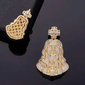 Collar con Colgante de Cabeza de Jesús de Plata de Ley 925 con Moissanita VVS, Diseño 3D, Estilo Hip Hop, Joyería Iced Out para Hombre - Product Image 3