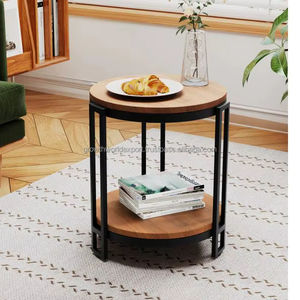 Mesa de Noche Moderna de 2 Niveles de Madera Maciza de Mango, Mesa Auxiliar con Almacenamiento, 2 Cajones, Hecha a Mano, para Dormitorio o Sala de Estar, Novedad 2026 - Product Image 1