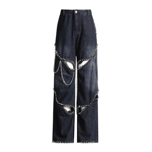 OEM <b>Vintage</b> Wide Leg Women <b>Jeans</b> Pants High Rise Denim Trousers Wholesale High Rise <b>Flare</b> Women <b>Jeans</b> Pants Elastic Denim - Product Image 1