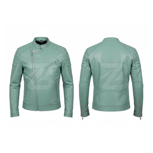2024 <b>Men's</b> Custom Pure Colour Windproof <b>Waterproof</b> Stand Collar Leather Motorcycle <b>Jacket</b> High Street Style Latest Fashion - Product Image 1