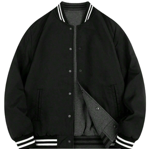 Men's Custom Logo High Street Vintage Canvas Winter Varsity Jacket-High Quality Stand Collar Breathable Quick Dry 100% <b>Wool</b> - Product Image 1
