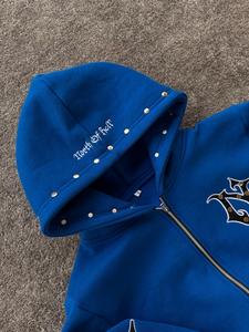 Sweat à capuche oversize en molleton bouclette à épaules tombantes, style streetwear et sport, avec demi-zip, personnalisable, pour l'hiver - Product Image 3