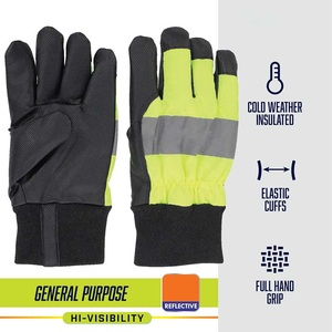 Guantes de Seguridad de Alta Visibilidad Reflectantes Antideslizantes Resistentes al Viento para Trabajo al Aire Libre Unisex Guantes de Cuero de Invierno - Product Image 2