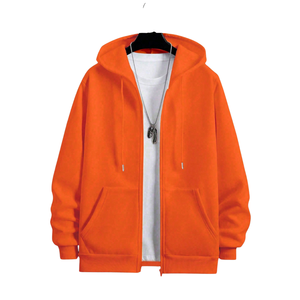 Sudadera con capucha para hombre, con cremallera, informal, de manga larga, con cordón, bolsillos tipo canguro, puños y dobladillo acanalados, para uso diario - Product Image 1
