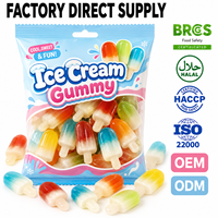 Bonbons gélifiés en forme de crème glacée, saveur sucrée et acidulée, doux, halal, personnalisables, OEM, ODM, marque privée, vente en gros TK en vrac