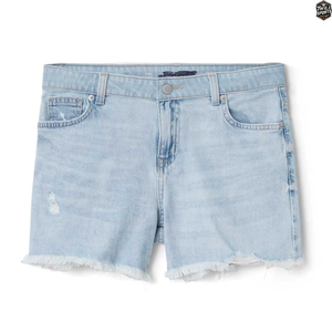 Shorts en jean léger respirant personnalisés pour femme, taille haute, ourlet effiloché, déchiré, décontracté, été, style hot pants - Product Image 1