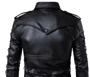 Custom Design Men's <b>Leather</b> <b>Jacket</b> Solid Color Winter Eco-Friendly Stand Collar Front Logo Streetwear - Product Image 6