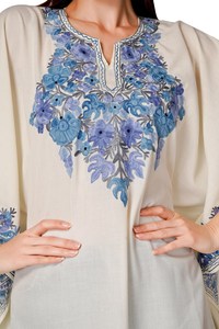 Kaftan Kurti en viscose brodé à motifs floraux contrastants pour femme, coupe régulière, style bohème, poncho, tunique ethnique d'été - Product Image 6