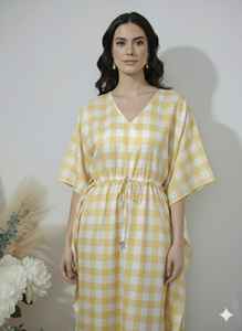 Robe caftan longue en coton pour femmes grandes tailles, caftan pour toutes les saisons - été, hiver, automne, printemps, fabriquée en tissu de mousseline - Product Image 2