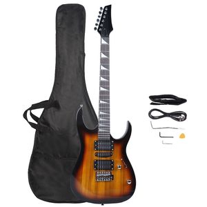 Bolsa de Viaje para Guitarra Eléctrica Pintada con Diseño de Atardecer, con Pastillas HSH, Cable Paddle Rocker, Llave y Correa - Product Image 1