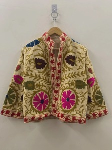 Manteau en laine brodé floral bohème, col mandarin, manches longues, grande taille, vêtements d'extérieur décontractés pour femmes, hiver - Product Image 2