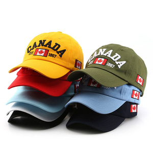 Casquette de baseball brodée drapeau canadien jaune unisexe réglable 6 panneaux en coton style décontracté - Product Image 6