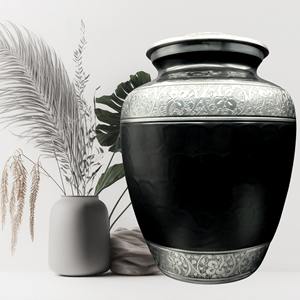 Urna para Cenizas de Adultos de Alta Calidad, Grabada a Mano, Estilo Americano, Níquel Blanco y Esmalte, Capacidad de 200 Pulgadas Cúbicas - Product Image 2