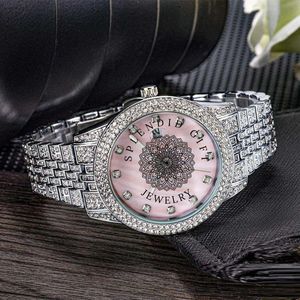 Splendide montre de luxe pour homme avec diamants, bracelet en acier inoxydable argenté et doré, mouvement à quartz analogique, cristal saphir, moissanite, 28 mm - Product Image 6