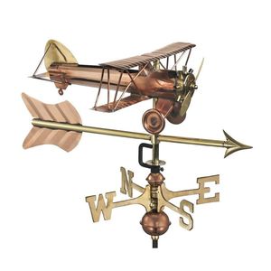 Indicador meteorológico de viento de cobre estilo bombero con brújula, acabado pulido, adorno tradicional para jardín exterior - Product Image 5