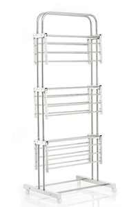 Glossy Stainless Steel Three Layer Laundry Stand Chrome Plated <b>Foldable</b> <b>Clothes</b> <b>Drying</b> <b>Rack</b> Rolling Floor Airer - Product Image 4