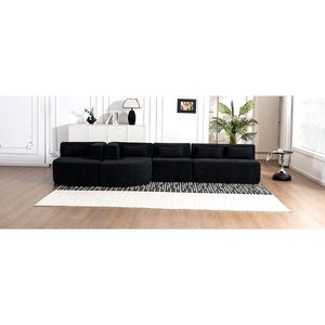 Divano Componibile Imbottito da 144 Pollici con Due Chaise Longue e Cinque Cuscini per Soggiorno (Vecchio SKU N719S00160) - Product Image 5
