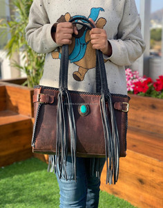Nuevos bolsos de mano con flecos de cuero de vaca genuino hechos a mano reales, superventas, bolsos de hombro, elegante bolso de compras de lujo para uso de mujeres - Product Image 4