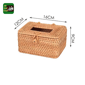 Boîte à mouchoirs en rotin, fabriquée à partir de matériau en rotin tressé pour la couverture de boîte à mouchoirs et une utilisation décorative à la maison, fabriquée à la main au Vietnam. - Product Image 3