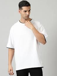 เสื้อยืดโอเวอร์ไซส์ผู้ชาย ผ้าคอตตอนหนา 240GSM แต่งขอบตัดสี คอกลม ทรงหลวม ไหล่ตก สไตล์สตรีทแวร์ เสื้อเปล่า - Product Image 2