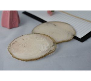 Luxury Gold Edge Resin Round Eco-Friendly <b>Coaster</b> <b>Set</b> - Product Image 4