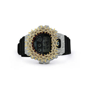 Reloj de Lujo con Incrustaciones de Diamantes de Moissanita, Esfera Redonda Analógica, Caja de Metal, Correa de Goma - Product Image 1