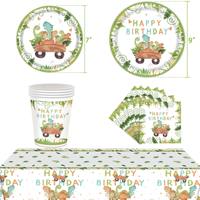 Fabricante personaliza el logotipo, el patrón y el tamaño de vasos de papel, platos desechables, mantel, juego de artículos para fiestas con dibujos animados naturales.