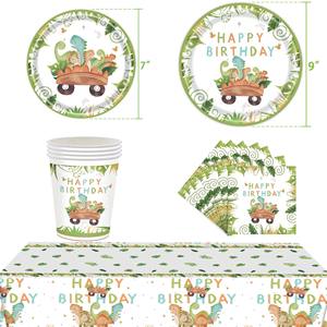 Manufacturer Customize Logo Pattern And Size Of Paper Cups Disposable Cup Plate Tablecloth Natural Cartoon Party Supplies Set - Product Image 1