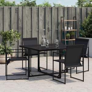 Ensemble de 4 chaises de jardin en tissu textilène noir avec structure en acier thermolaqué, sièges d'extérieur durables - Product Image 3