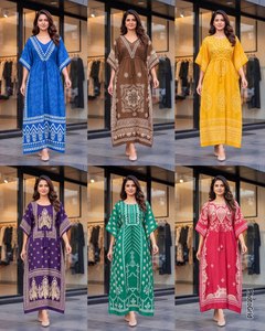Kurta/Kurti Moderna para Mujer, Estampado Digital en Crepé Francés Pesado, Corte Holgado, Largo hasta el Suelo, Secado Rápido, Sin Arrugas, Talla Única - Product Image 5