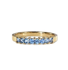 Wonderful 9K 10K 14K 18K Solid Gold TCW 0.40Ct Princess Brilliant Cut Blue Sapphire Wedding <b>Ring</b> <b>Stacking</b> Prong Set Premise <b>Ring</b> - Product Image 2