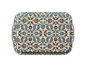 Grand plateau de service rectangulaire moderne personnalisé nouveauté en acier inoxydable émaillé maison fêtes de noël décor paon - Product Image 2