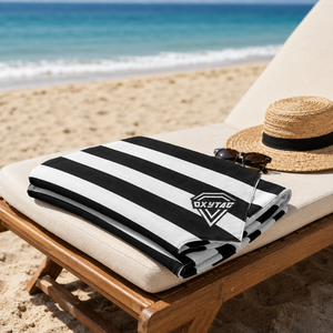 Serviette de Plage en Microfibre à Séchage Rapide Personnalisée Premium, Grande Serviette de Bain Anti-Sable à Rayures Géométriques, Fabricant Grossiste - Product Image 6