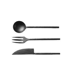 Juego de Cubiertos de Acero Inoxidable Negro con Acabado Mate, Cuchara, Tenedor y Cuchillo para el Hogar, Restaurantes, Hoteles y Servicios de Catering - Product Image 1